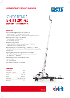 ट्रक माउंटेड टेलीस्कोपिक बूम लिफ्ट CTE B-Lift 201 Pro-H