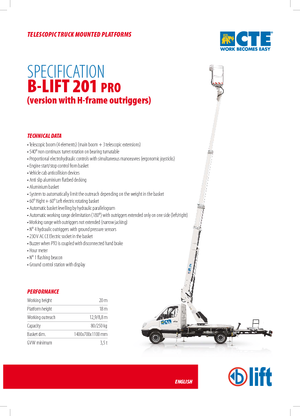 ट्रक माउंटेड टेलीस्कोपिक बूम लिफ्ट CTE B-Lift 201 Pro-H