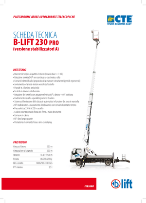 ट्रक माउंटेड टेलीस्कोपिक बूम लिफ्ट CTE B-Lift 230 Pro-A