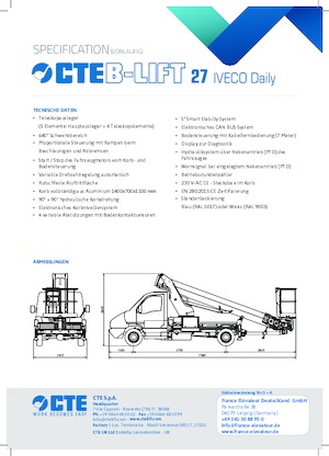 ट्रक माउंटेड टेलीस्कोपिक बूम लिफ्ट CTE B-Lift 27