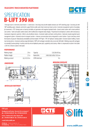 ट्रक माउंटेड टेलीस्कोपिक बूम लिफ्ट CTE B-Lift 390 HR