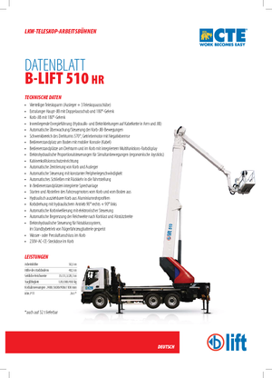 ट्रक माउंटेड टेलीस्कोपिक बूम लिफ्ट CTE B-Lift 510 HR