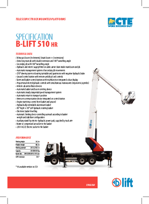 ट्रक माउंटेड टेलीस्कोपिक बूम लिफ्ट CTE B-Lift 510 HR
