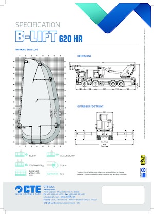ट्रक माउंटेड टेलीस्कोपिक बूम लिफ्ट CTE B-Lift 620 HR
