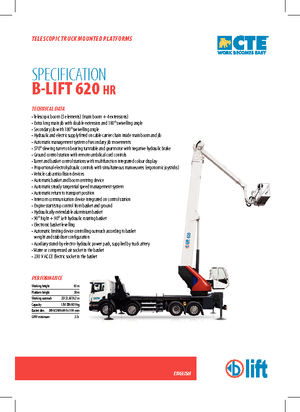 ट्रक माउंटेड टेलीस्कोपिक बूम लिफ्ट CTE B-Lift 620 HR
