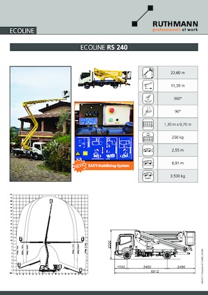 ट्रक माउंटेड आर्टिकुलेटिंग बूम लिफ्ट Ruthmann ECOLINE RS 240