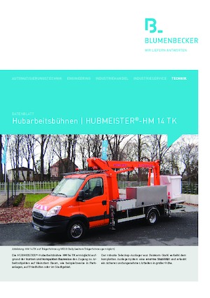 ट्रक माउंटेड टेलीस्कोपिक बूम लिफ्ट Blumenbecker - Hubmeister® HM 14 TK