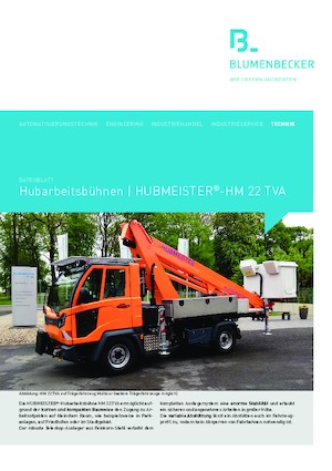 ट्रक माउंटेड टेलीस्कोपिक बूम लिफ्ट Blumenbecker - Hubmeister® HM 22 TVA