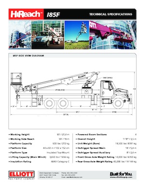 ट्रक माउंटेड टेलीस्कोपिक बूम लिफ्ट Elliott Equipment I85F HiReach