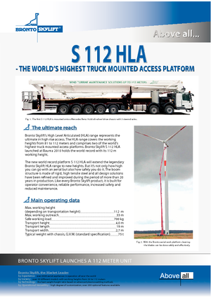 ट्रक माउंटेड टेलीस्कोपिक बूम लिफ्ट Bronto Skylift S 112 HLA