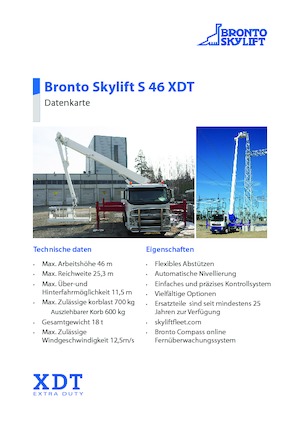 ट्रक माउंटेड टेलीस्कोपिक बूम लिफ्ट Bronto Skylift S 46 XDT