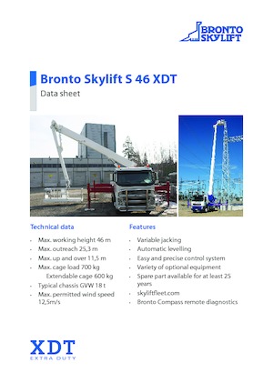 ट्रक माउंटेड टेलीस्कोपिक बूम लिफ्ट Bronto Skylift S 46 XDT