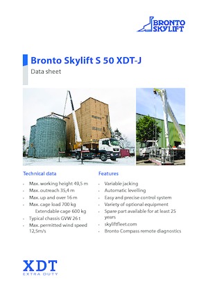 ट्रक माउंटेड टेलीस्कोपिक बूम लिफ्ट Bronto Skylift S 50 XDTJ