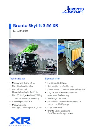 ट्रक माउंटेड टेलीस्कोपिक बूम लिफ्ट Bronto Skylift S 65 XR