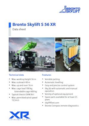 ट्रक माउंटेड टेलीस्कोपिक बूम लिफ्ट Bronto Skylift S 65 XR