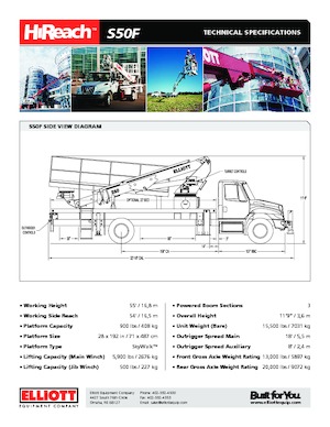 ट्रक माउंटेड टेलीस्कोपिक बूम लिफ्ट Elliott Equipment S50F SkyWalk