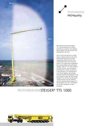 ट्रक माउंटेड टेलीस्कोपिक बूम लिफ्ट Ruthmann TTS 1000