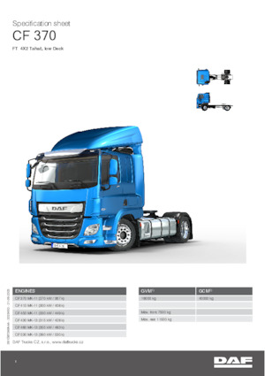 ट्रक ट्रैक्टर - ट्रैक्टर यूनिट DAF CF 370 FT Low Deck