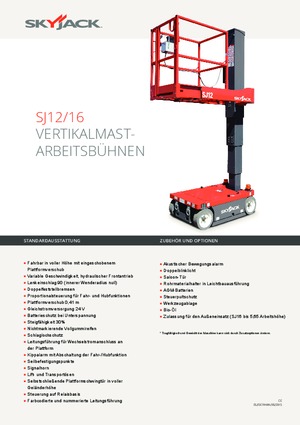 सिंगल वर्टिकल मास्ट बूम लिफ्ट Skyjack SJ 12
