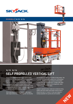 सिंगल वर्टिकल मास्ट बूम लिफ्ट Skyjack SJ 12
