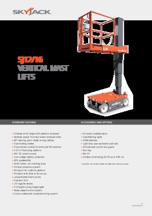 सिंगल वर्टिकल मास्ट बूम लिफ्ट Skyjack SJ 16