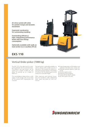 ऑर्डर पिकर और चेरी पिकर फोर्कलिफ्ट Jungheinrich EKS 110