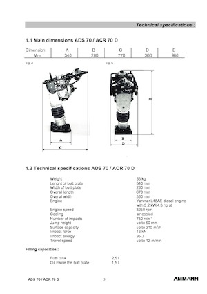गैसोलीन और डीजल रैमर Ammann ACR 70 D (ADS 70)