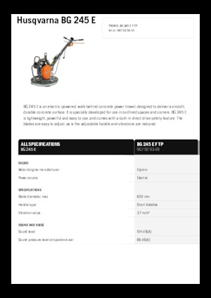 वॉक-बिहाइंड ट्रॉवेल Husqvarna BG 245E