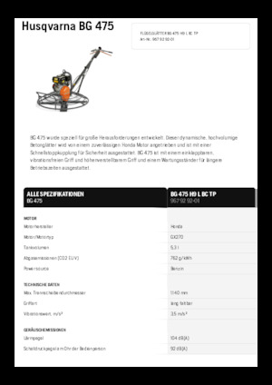 वॉक-बिहाइंड ट्रॉवेल Husqvarna BG 475