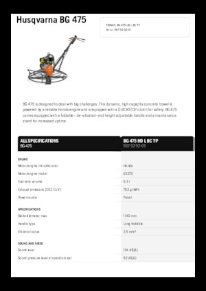 वॉक-बिहाइंड ट्रॉवेल Husqvarna BG 475