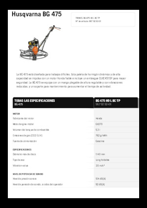 वॉक-बिहाइंड ट्रॉवेल Husqvarna BG 475