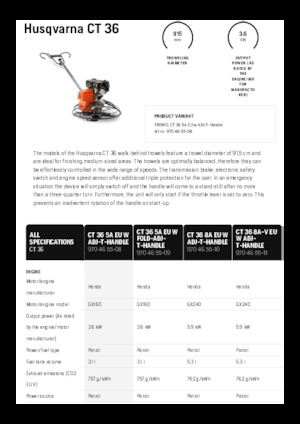 वॉक-बिहाइंड ट्रॉवेल Husqvarna CT 36
