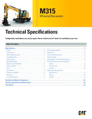 व्हील एक्सकेवेटर Caterpillar M315
