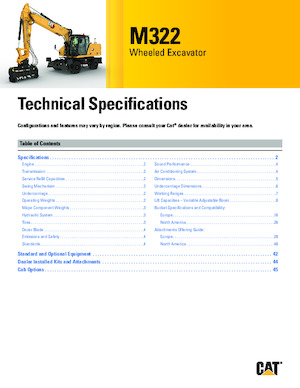 व्हील एक्सकेवेटर Caterpillar M322
