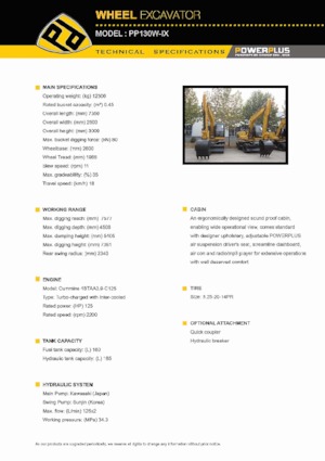 व्हील एक्सकेवेटर PowerPlus PP130W-IX 