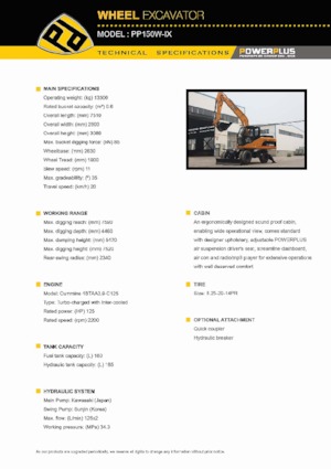 व्हील एक्सकेवेटर PowerPlus PP150W-IX 