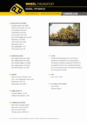 व्हील एक्सकेवेटर PowerPlus PP180W-IX 