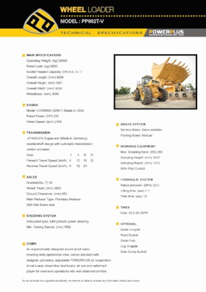 व्हील लोडर PowerPlus PP992T-V 