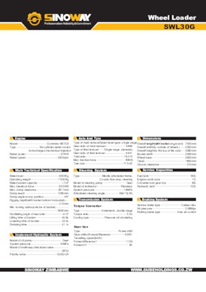 व्हील लोडर Sinoway SWL30G 