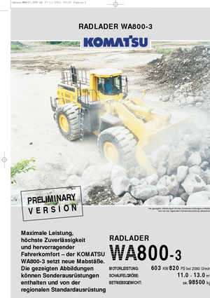 व्हील लोडर Komatsu WA800-3