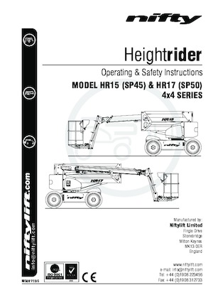 व्हील्ड आर्टिकुलेटिंग बूम लिफ्ट Niftylift HR 15 N