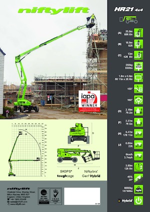 व्हील्ड आर्टिकुलेटिंग बूम लिफ्ट Niftylift HR 21
