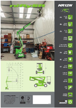 व्हील्ड आर्टिकुलेटिंग बूम लिफ्ट Niftylift HR12NDE