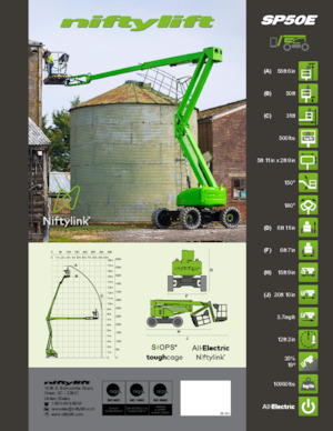 व्हील्ड आर्टिकुलेटिंग बूम लिफ्ट Niftylift SP50E