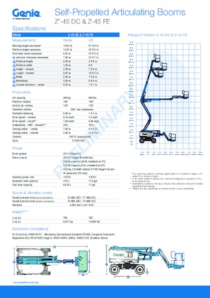 व्हील्ड आर्टिकुलेटिंग बूम लिफ्ट Genie Z-45 DC