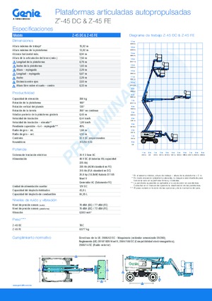 व्हील्ड आर्टिकुलेटिंग बूम लिफ्ट Genie Z-45 DC