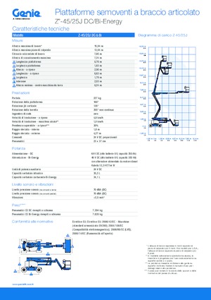 व्हील्ड आर्टिकुलेटिंग बूम लिफ्ट Genie Z-45/25J Bi-Energy