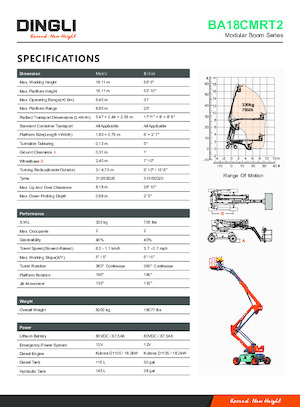 व्हील्ड आर्टिकुलेटिंग बूम लिफ्ट Dingli BA18CMRT2