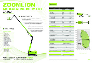 व्हील्ड आर्टिकुलेटिंग बूम लिफ्ट Zoomlion ZA26J
