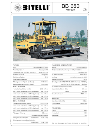 व्हील्ड एस्फाल्ट पेवर Bitelli BB 680 RB 4700 VB